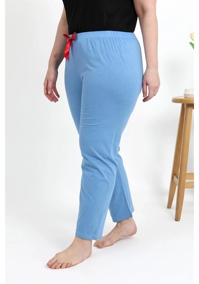 Mtm My The Mall Kadın Pamuklu Büyük Beden Alt Pijama Mavi Mavi
