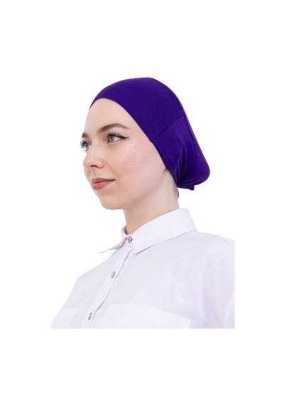 Modish Group Pratik Bone Pamuklu Tesettür İç Bone, Başörtüsü İçin Hazır Viskon Şapka, Namaz Günlük Kullanım İçin Mor