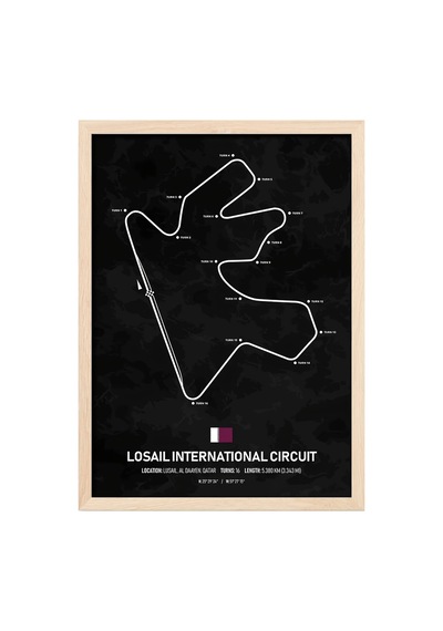 Losail F1 Pisti Ahşap Çerçeveli Tablo Katar Gp Dekor Poster Ahşap 01
