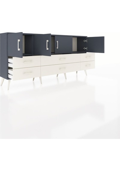Arges Konsol 3 Raflı 6 Çekmeceli 4 Kapaklı 176x30x83 Antrasit-antrasit/aytaşı Antrasit/aytaşı Arges Konsol 3 Raflı 6 Çekmeceli 4 Kapaklı 176x30x83 Antrasit-antrasit/aytaşı Antrasit/aytaşı