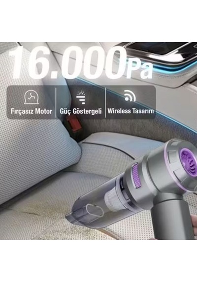 9 Farklı Uçlu Kablosuz Şarjlı Araç İçi Süpürge Wireless Destekli, Güçlü Emiş, Taşınabilir Pratik Araç Temizleyici 5705 Diğer