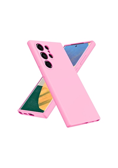 Samsung Galaxy S22 Ultra Uyumlu Silikon Kılıf - Pastel Renk Tonu Kamera Korumalı Kapak - Pembe