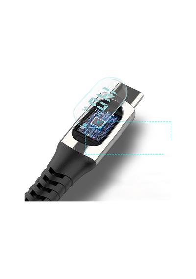 Micflip A08 Dijital Led Ekranlı Type-c To Type-c Pd Data Ve Şarj Kablosu 140w 1m Mavi