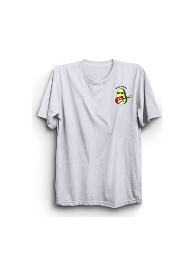 Gitarist Ananas Meyve Baskılı Sol Logo Unisex %100 Pamuk Beyaz T-shirt Beyaz