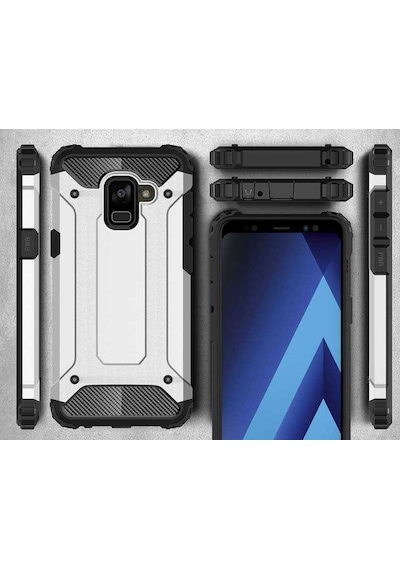 Noktaks - Samsung Galaxy Uyumlu A6 2018 - Kılıf Çift Katman Zırh Tank Crash Military Kapak - Rose Gold