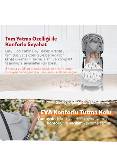 Huggy Easy Go Kabin Boy Otomatik Katlanır Bebek Arabası