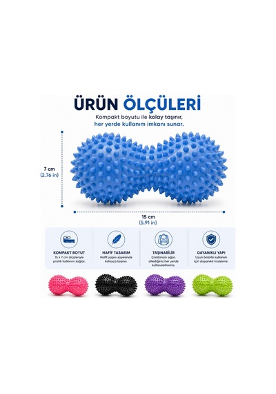 Robeve Dikenli Masaj Topu Ayak Boyun Vücut El Duyu Masaj Topu Nokta Masaj Aleti Taşınabilir Masaj Topu