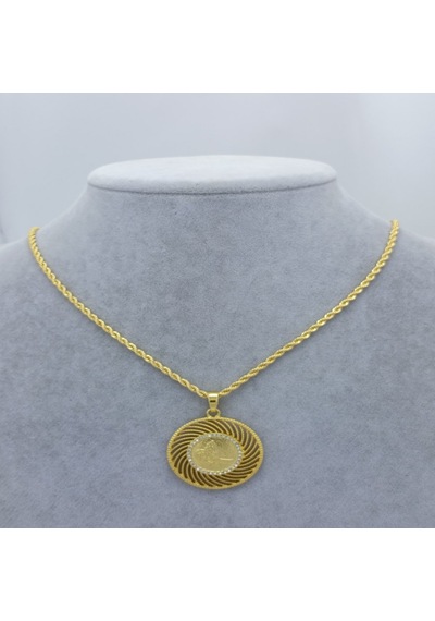Yeni Sezon Vip Özel Seri 22 Ayar Altın Kaplama Burgu Zincir'li Osmanlı Tuğra'lı Kadın Kolye Gold