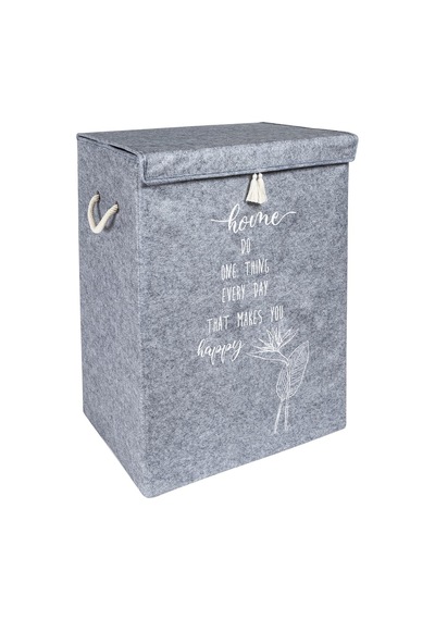 Muomuo Home Keçe Kapaklı Mega Kutu Çamaşır Sepeti Eşya Saklama Kutusu 55X40X30 Cm Gri Diğer