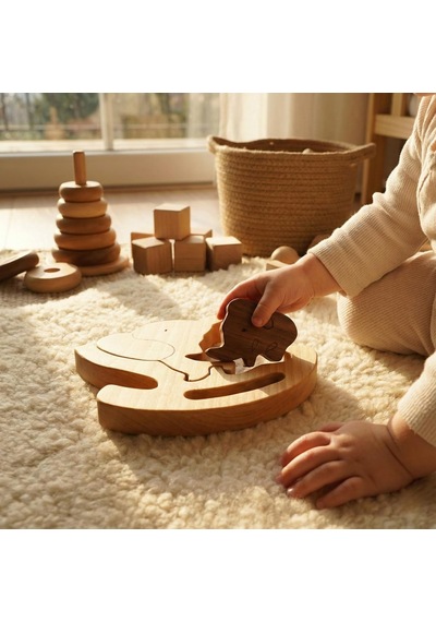 Simdale Wood İsimli Sallanan Anne Ve Yavru Fil - Ahşap Puzzle Oyuncak