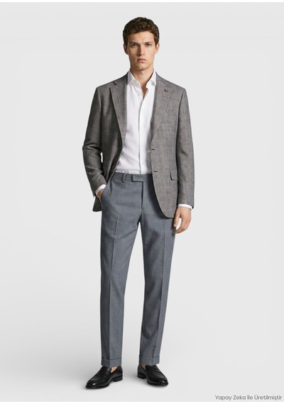 Ramsey Mürdüm Kareli Zeroweight Slim Fit Yün Karışımlı Ceket