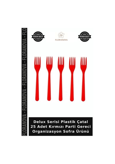 Delux Serisi Plastik Çatal 25 Adet Kırmızı Parti Gereci Organizasyon Sofra Ürünü