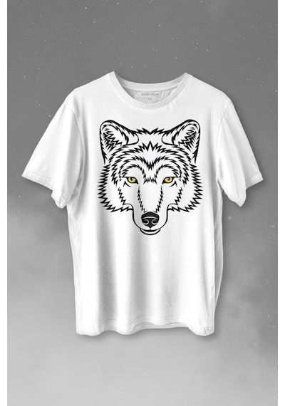 Wolf Head Kurt Silüeti Kafa Bozkurt Baskılı Tişört Unisex T-shirt 001