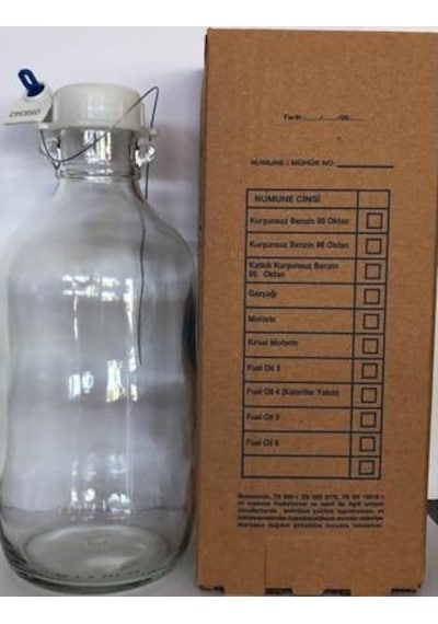 Cam Mühürlü Kapaklı Akaryakıt Numune Alma Şişesi 1 Litre