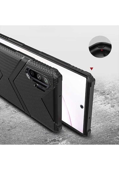 Galaxy Note 10 Plus Kılıf Köşeleri Airbagli Parmak İzi Yapmayan Hank Silikon Kılıf Siyah