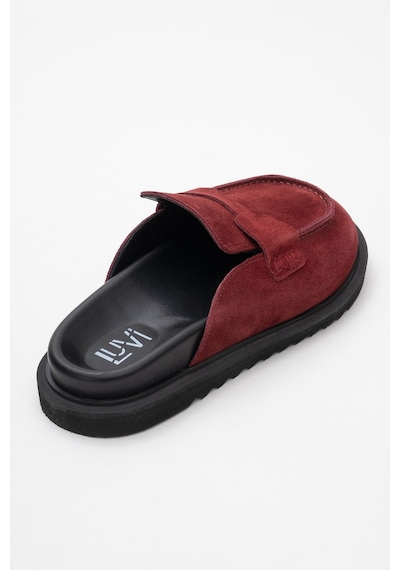 Luvishoes Luvi Shoes Laven Bordo Süet Hakiki Deri Kadın Terlik Bordo