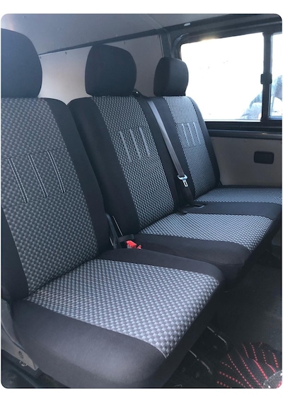 Ford Transit Kombi Uyumlu 5+1 Koltuk Kılıfı - Bej - Siyah