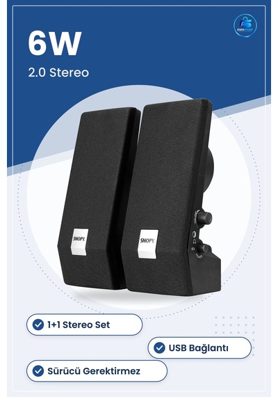 Kablolu Hoparlör Seti 1+1 Usb Multimedya 2.0 Stereo 6w Bilgisayar