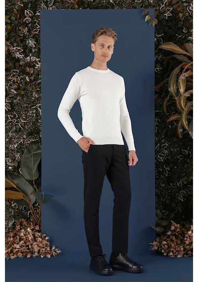 Efor Tr 858 Slim Fit Ekru Klasik Triko Ekru
