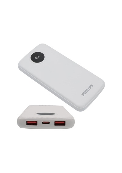 Philips Dlp7712cb 10.000mah Pd Hızlı Şarj Dijital Ekranlı Beyaz Powerbank Çok Renkli