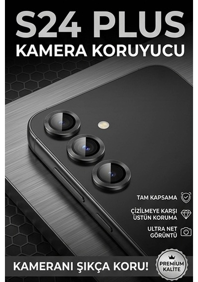 Samsung S24 Plus Uyumlu Safir Lens Çizilmez Dayanıklı Kamera Koruyucu Siyah