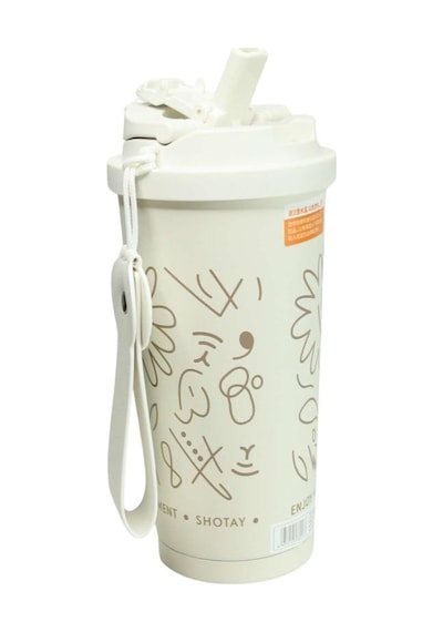 Shotay St-8913 Çift Kullanım Pipetli/rahat İçim Beyaz 500ml Çelik Termos Diğer