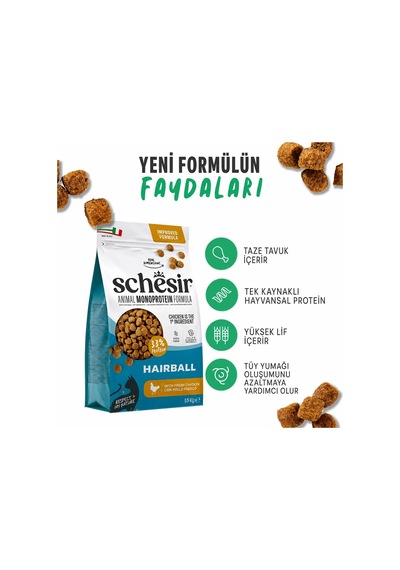 Schesir Monoprotein Tüy Yumağı Kontrolü Tavuklu Yetişkin Kedi Maması 1,5 Kg