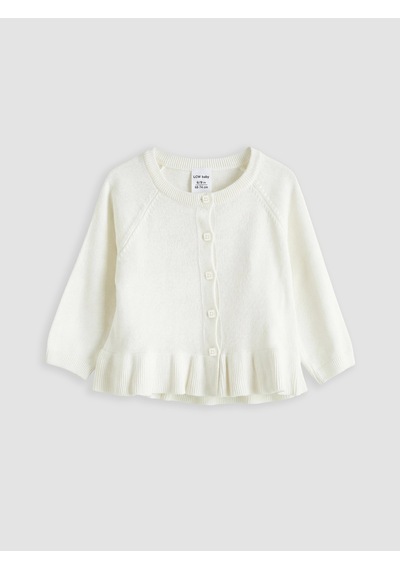 LC Waikiki Lcw Baby Ekru Bisiklet Yaka Kız Bebek Triko Hırka Cream
