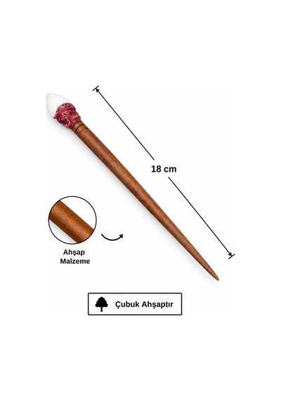 Japon Esintili Ahşap Saç Çubuğu 18 Cm El İşçiliği Topuz Tokası Saç Aksesuarı Çok Renkli