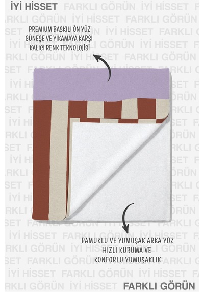 Geometrik Desenli Retro Çizgili Plaj Havlusu - Bohem Renk Bloklu Hızlı Kuruyan Mikrofiber Havlu Ayaz Rüyası
