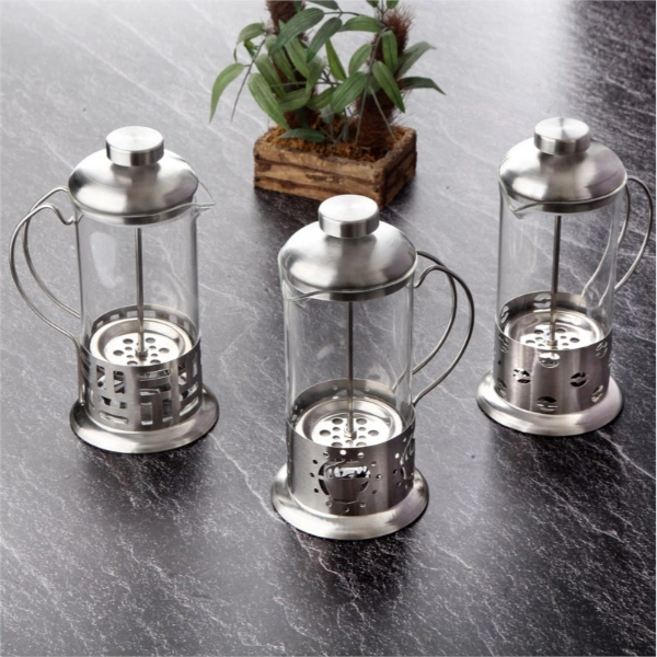 River World 350 Ml'lik French Press Cam Çelik Kulplu Renkli