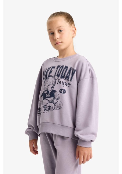 Defacto Kız Çocuk 2li Takım Baskılı Sweatshirt Eşofman Altı E6416a825aupr314 Mor Defacto Kız Çocuk 2li Takım Baskılı Sweatshirt Eşofman Altı E6416a825aupr314 Mor