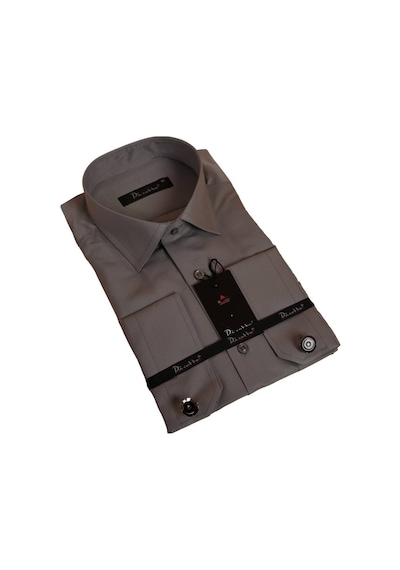 Dicotto Koyu Gri Rahat Kesim Micro Kumaş Kol Düğmeli Regular Fit Erkek Gömlek - 190-7 001