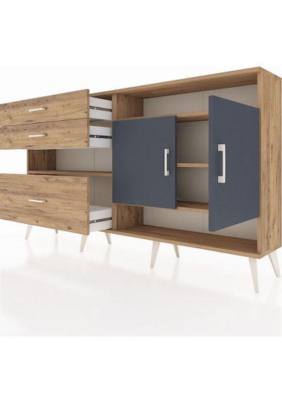 Arges Konsol 4 Raflı 3 Çekmeceli 2 Kapaklı 176x30x99 Çam-antrasit Çam-antrasit/çam Arges Konsol 4 Raflı 3 Çekmeceli 2 Kapaklı 176x30x99 Çam-antrasit Çam-antrasit/çam