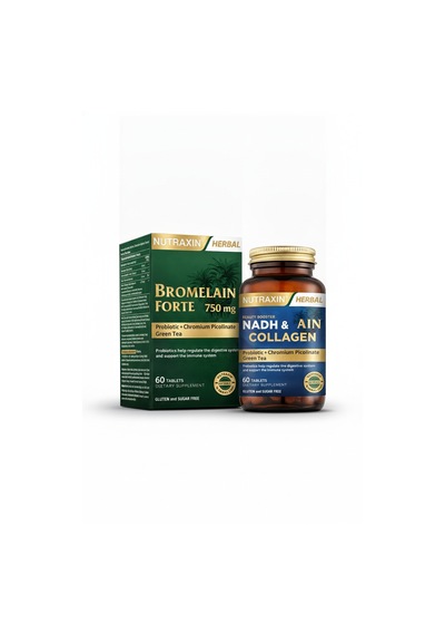 Nutraxin Bromelain Forte Tablet Ve Nutraxin Nadh Ve Collagen 60 Tablet 2 Li Set