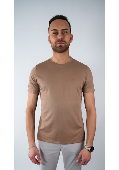Sıfır Yaka Bisiklet Yaka Penye Likralı Toprak Erkek Tshirt TOPRAK
