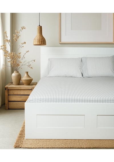 Cotton Collection Tek Kişilik Çizgili Çarşaf Seti Reveboheme Renkli