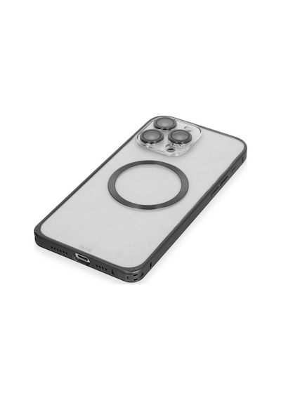 Joko Apple iPhone Uyumlu  15 Pro Max Uyumlu Kılıf Metal Bumper Magneticsafe Kapak - Siyah