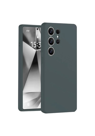 Newface - 201 -  Galaxy Uyumlu S25 Ultra Kılıf Nano İçi Kadife Silikon - - Edntrend - Koyu Yeşil