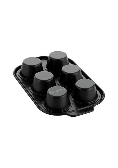 Greenpan Thermolon Yüzeyli Karbon Çelik 6'lı Muffin Kabı Siyah
