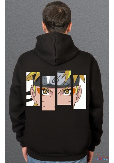 Bumeta Anime Naruto Kakashi Mask Korea Japan Japanese Dizi Sweatshirt Unisex Kapüşonlu Hoodie Siyah