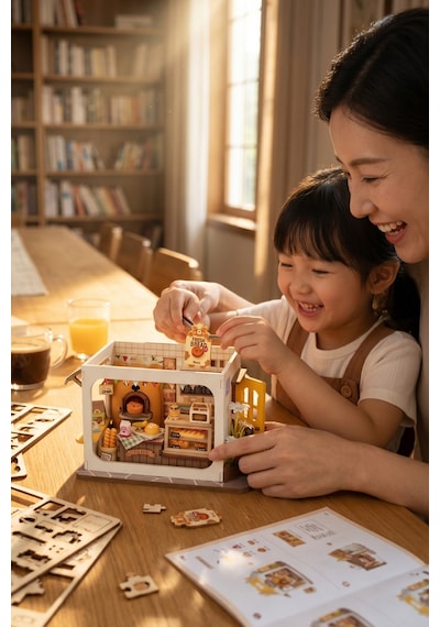Mini Fırın 3d Puzzle Ahşap Minyatür Maket Kiti Dıy Kendin Yap