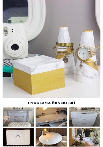 Technojet Kendinden Yapışkanlı Mermer Desenli Mutfak Banyo Tezgah Duvar ve Masa Kaplama (60cmx100cm)