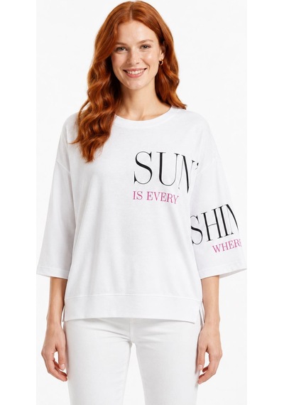 Neden Tekstil Kadın Beyaz Oversize Yazılı T-shirt