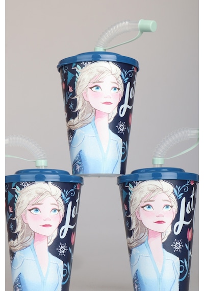 "dekomus Cep Defteri Hediyeli" Lisanslı Elsa Frozen Pipetli Bardak 124-Pembe