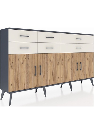 Arges Konsol 3 Raflı 6 Çekmeceli 4 Kapaklı 176x30x99 Antrasit-çam/aytaşı Atlas Çam/aytası - Antrasıt Arges Konsol 3 Raflı 6 Çekmeceli 4 Kapaklı 176x30x99 Antrasit-çam/aytaşı Atlas Çam/aytası - Antrasıt