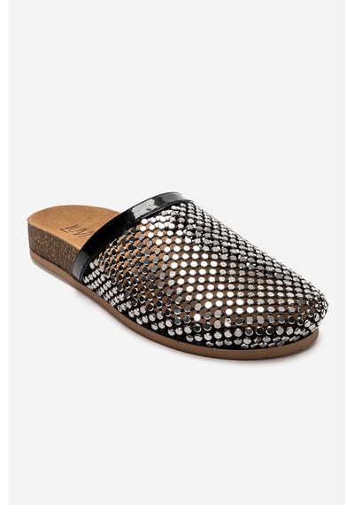 Luvi Shoes Montera Siyah Taşlı Kadın Terlik