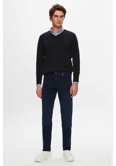 D's Damat Ds Damat Regular Fit Lacivert Düz V Yaka Triko Kazak 5HF06ORT12003 Lacivert