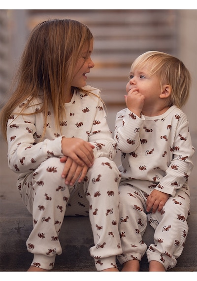 Antebies Organik Bej Erkek Çocuk Pijama Takımı Renkli