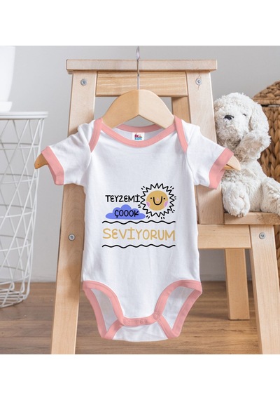 Bk Gift Bk Kids Teyzemi Çok Seviyorum Tasarımlı Pembe Bebek Body Zıbın-1 9-12 Ay Sarı